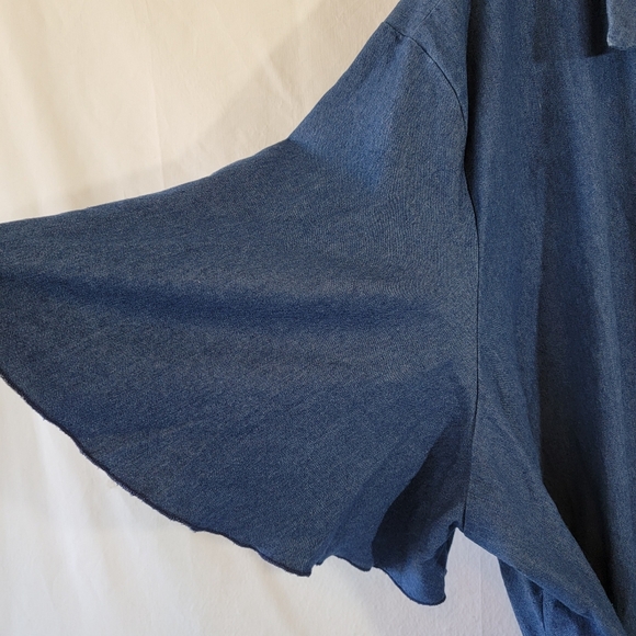 Ashley Stewart Plus Size Blue Denim Button-Up Shirt Dress Sz 34/36 Minimalist - Picture 7 of 12